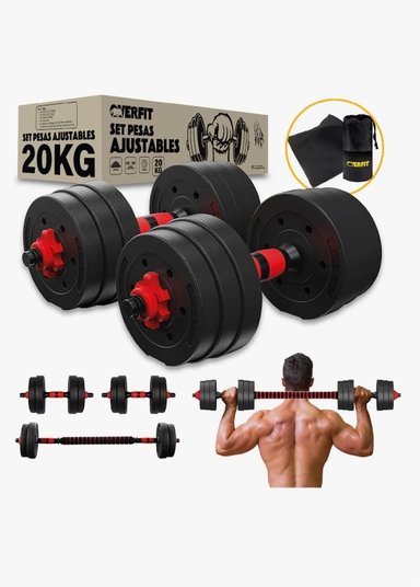 SET MANCUERNAS Y BARRA UNIBLES 20KG - 1