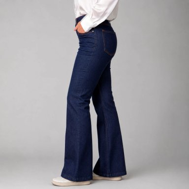 JEANS FLARE PEPPA RAW MOMCHIC AZUL - 1