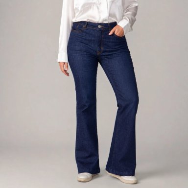 JEANS FLARE PEPPA RAW MOMCHIC AZUL - 2