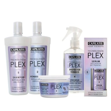 CAPILATIS SET TECNOLOGIA PLEX 5 PAOSOS SH + ACON + TRATAMIENTO + PROTECTOR + SERUM - 1