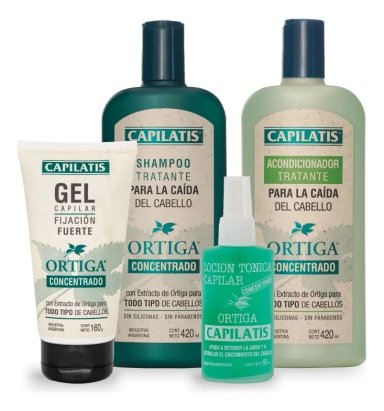 CAPILATIS SET ORTIGA CONCENTRADO SHAMPOO + ACONDICIONADOR + LOCION ORTIGA + GEL - 1
