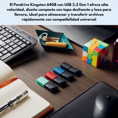 PENDRIVE KINGSTON USB 3.2 64GB EXODIA M DTXM COLOR AZUL - 7