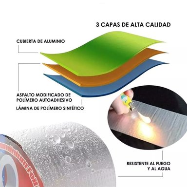 PACK X3 CINTA TAPAGOTERA IMPERMEABLE DE BUTILO 5 METROS - 4