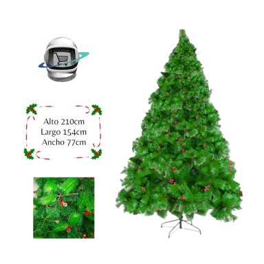 ARBOL DE NAVIDAD 210CM BERRIES PIÑA RAMAS FRONDOSO - 1