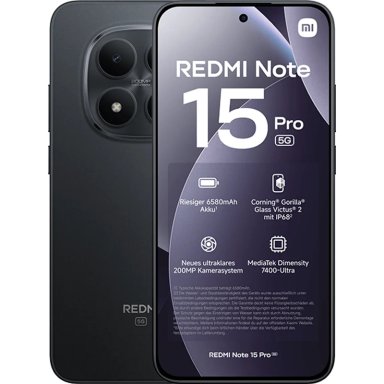 XIAOMI REDMI NOTE 15 PRO 5G 8GB RAM 256GB ROM 200MPX 4K RESISTENTE AGUA IP68 CAMARA AI DIMM NEGRO - 1
