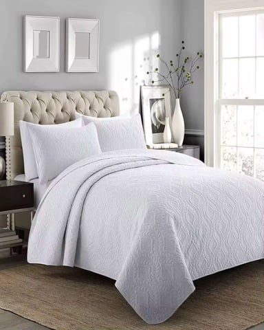 CUBRECAMA ELEGANTE  QUILT VERANO 2 PLAZA BLANCO - 4