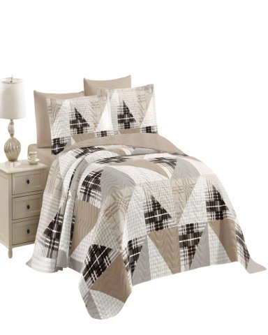 CUBRECAMA DE VERANO QUILT 2 PLAZAS CAFE - 1