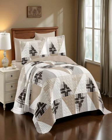 CUBRECAMA DE VERANO QUILT 2 PLAZAS CAFE - 3