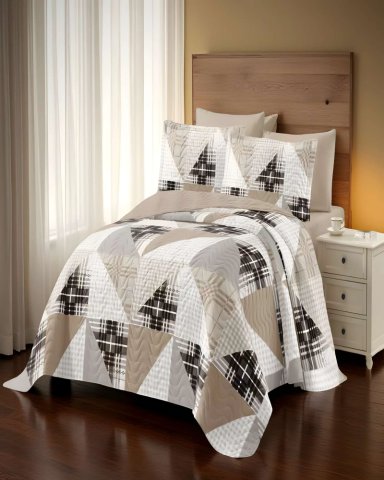 CUBRECAMA DE VERANO QUILT 2 PLAZAS CAFE - 4