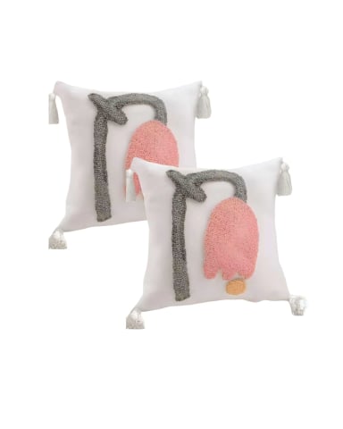 JUEGO DE 2 FUNDAS DE COJIN TUFTING 45X45 CM BLANCO 03 - 1