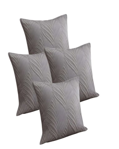 JUEGO DE 4 FUNDAS DE COJIN SERIE HOJAS 45X45 CM GRIS - 1
