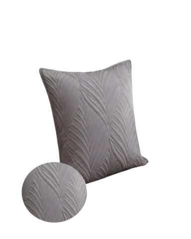 JUEGO DE 4 FUNDAS DE COJIN SERIE HOJAS 45X45 CM GRIS - 2