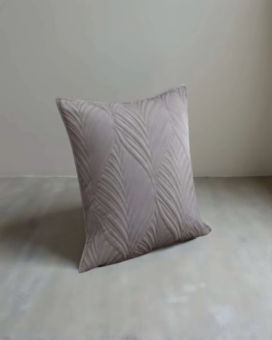 JUEGO DE 4 FUNDAS DE COJIN SERIE HOJAS 45X45 CM GRIS - 4