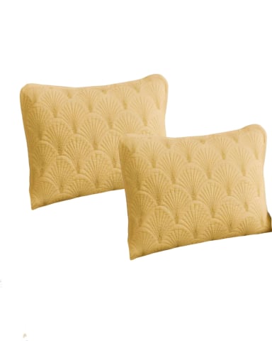 JUEGO DE 2 FUNDAS DE COJIN SERIE ABANICO 30X50 CM AMARILLO - 1