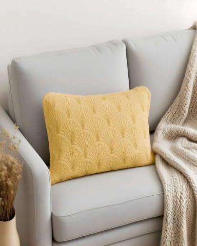 JUEGO DE 2 FUNDAS DE COJIN SERIE ABANICO 30X50 CM AMARILLO - 3