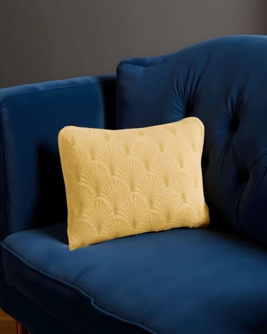 JUEGO DE 2 FUNDAS DE COJIN SERIE ABANICO 30X50 CM AMARILLO - 4