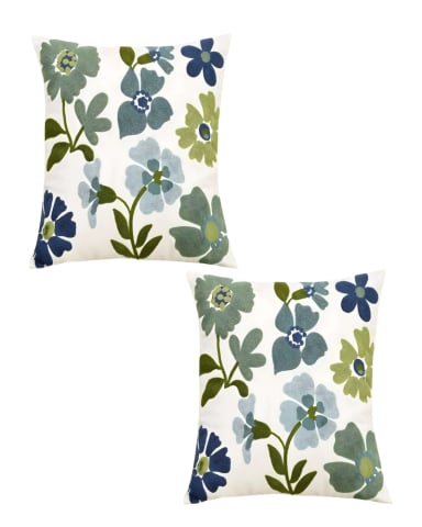JUEGO DE 2 FUNDAS DE COJIN BORDADAS 45X45CM BLANCO 11 - 1