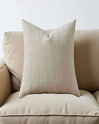 SET DE 2 FUNDAS DE COJIN JACQUARD CUADRILLE 45X45 CM BLANCO - 4