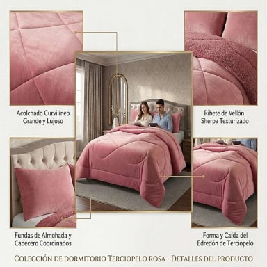 COBERTOR PLUSH DE INVIERNO CON CHIPORRO CS PLAZA Y MEDIA ROSADO - 3