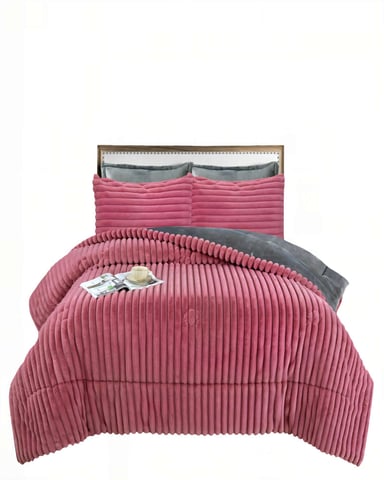 COBERTOR CON CHIPORROS DE LINEARES 2P 230CMX250CM COLOR ROSADO - 2