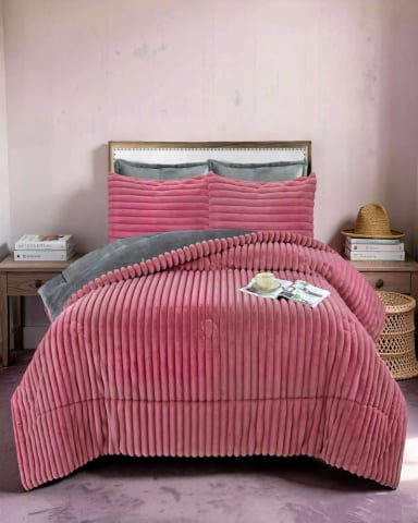 COBERTOR CON CHIPORROS DE LINEARES 2P 230CMX250CM COLOR ROSADO - 3