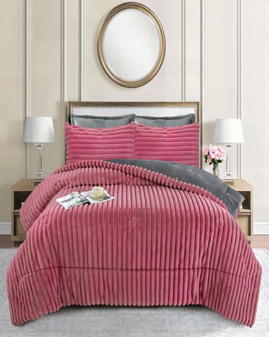 COBERTOR CON CHIPORROS DE LINEARES 2P 230CMX250CM COLOR ROSADO - 4