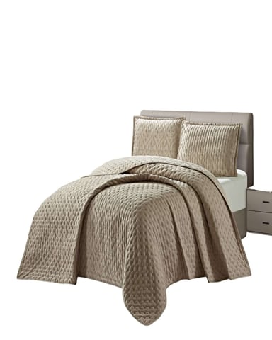 CUBRECAMA KING DELGADO SEMI ACOLCHADO 250X270 CM CAFE - 2