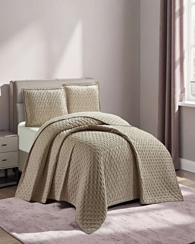 CUBRECAMA KING DELGADO SEMI ACOLCHADO 250X270 CM CAFE - 4