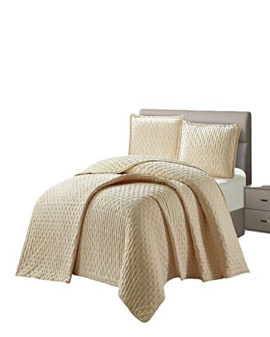 CUBRECAMA 2 PLAZAS DELGADO SEMI ACOLCHADO 230X250 CM BEIGE 02 - 1