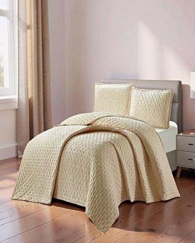 CUBRECAMA 2 PLAZAS DELGADO SEMI ACOLCHADO 230X250 CM BEIGE 02 - 3