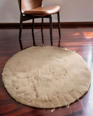 ALFOMBRA REDONDA PREMIUM   150CM X 150CM DECORATIVA COLOR BEIGE - 4