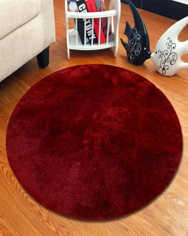 ALFOMBRA REDONDA PREMIUM   150CM X 150CM DECORATIVA COLOR BURDEO - 3