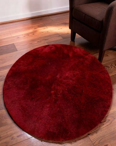 ALFOMBRA REDONDA PREMIUM   150CM X 150CM DECORATIVA COLOR BURDEO - 4