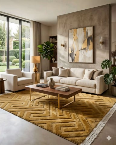 ALFOMBRA 200 X 240 DECORATIVA JACQUARDCOLOR MOSTAZA - 3