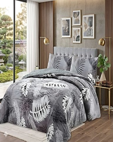 PACK COBERTOR DE INVIERNO PLUSH 1.5 PLAZA 180X200CM GRIS CLARO 1 - 3