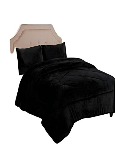 PACK COBERTOR DE INVIERNO PLUSH 1.5 PLAZA 180X200CM NEGRO 1 - 1