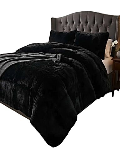 PACK COBERTOR DE INVIERNO PELUDO KING 250X270CM NEGRO - 1