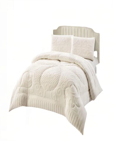 PLUMON PREMIUM CON TEXTURA   2 PLAZA COLOR BLANCO - 2
