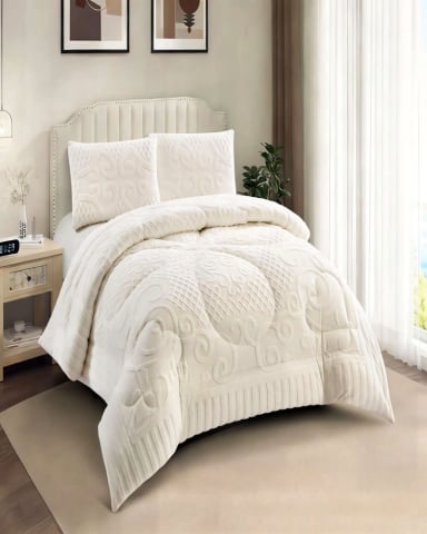 PLUMON PREMIUM CON TEXTURA   2 PLAZA COLOR BLANCO - 3