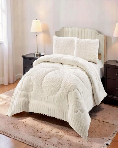 PLUMON PREMIUM CON TEXTURA   2 PLAZA COLOR BLANCO - 4