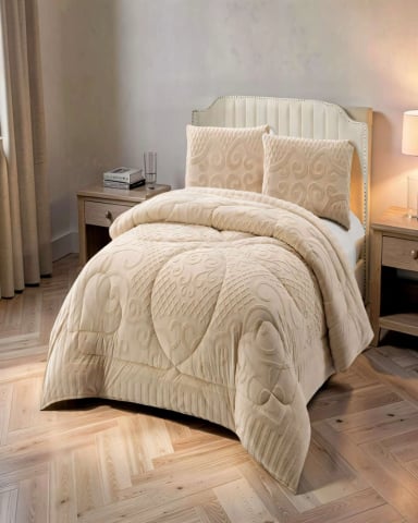 PLUMON PREMIUM CON TEXTURA   2 PLAZA COLOR BEIGE - 4