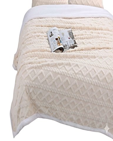 FRAZADA TEXTURIZADA CON SHERPA 1,5 PLAZA BEIGE - 2