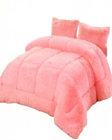 COBERTOR PELUDOS INVIERNO PLAZA Y MEDIA 180CM X 200CM COLOR ROSADO 1 - 2