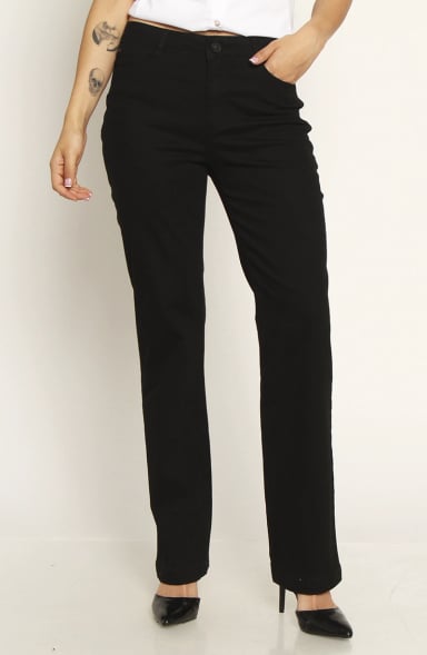 JEANS MUJER RECTO TIRO ALTO PUSH IN PUSH UP PRETINA BASICA - 1
