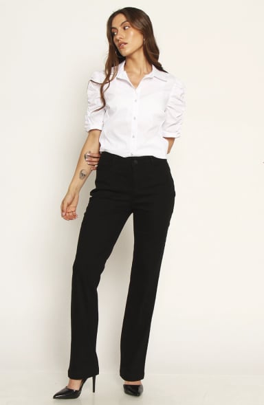 JEANS MUJER RECTO TIRO ALTO PUSH IN PUSH UP PRETINA BASICA - 4