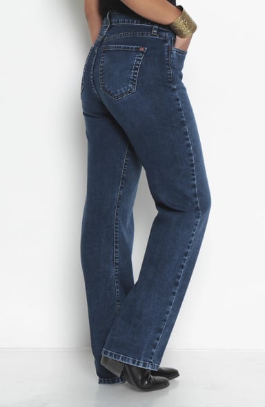 JEANS MUJER BASICO RECTO TIRO ALTO PRETINA UN BOTON - 5