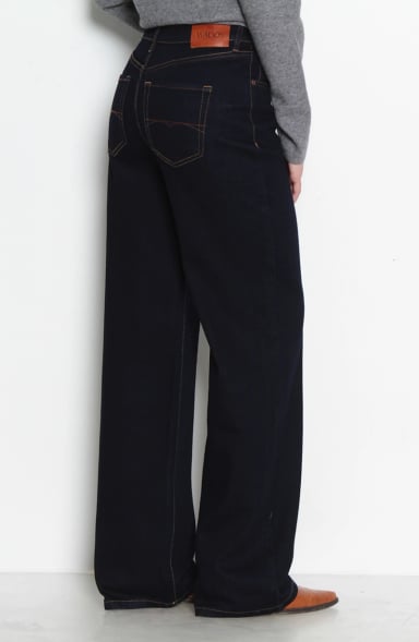 JEANS MUJER WIDE LEG TIRO ALTO  PRETINA BASICA 1 BOTON - 6