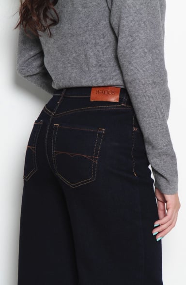 JEANS MUJER WIDE LEG TIRO ALTO  PRETINA BASICA 1 BOTON - 7