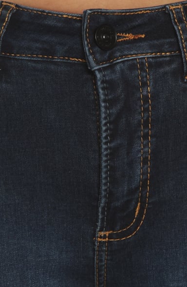JEANS MUJER FLARE TIRO ALTO PRETINA BASICA 1 BOTON - 2