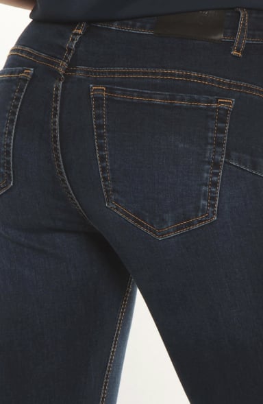JEANS MUJER FLARE TIRO ALTO PRETINA BASICA 1 BOTON - 5